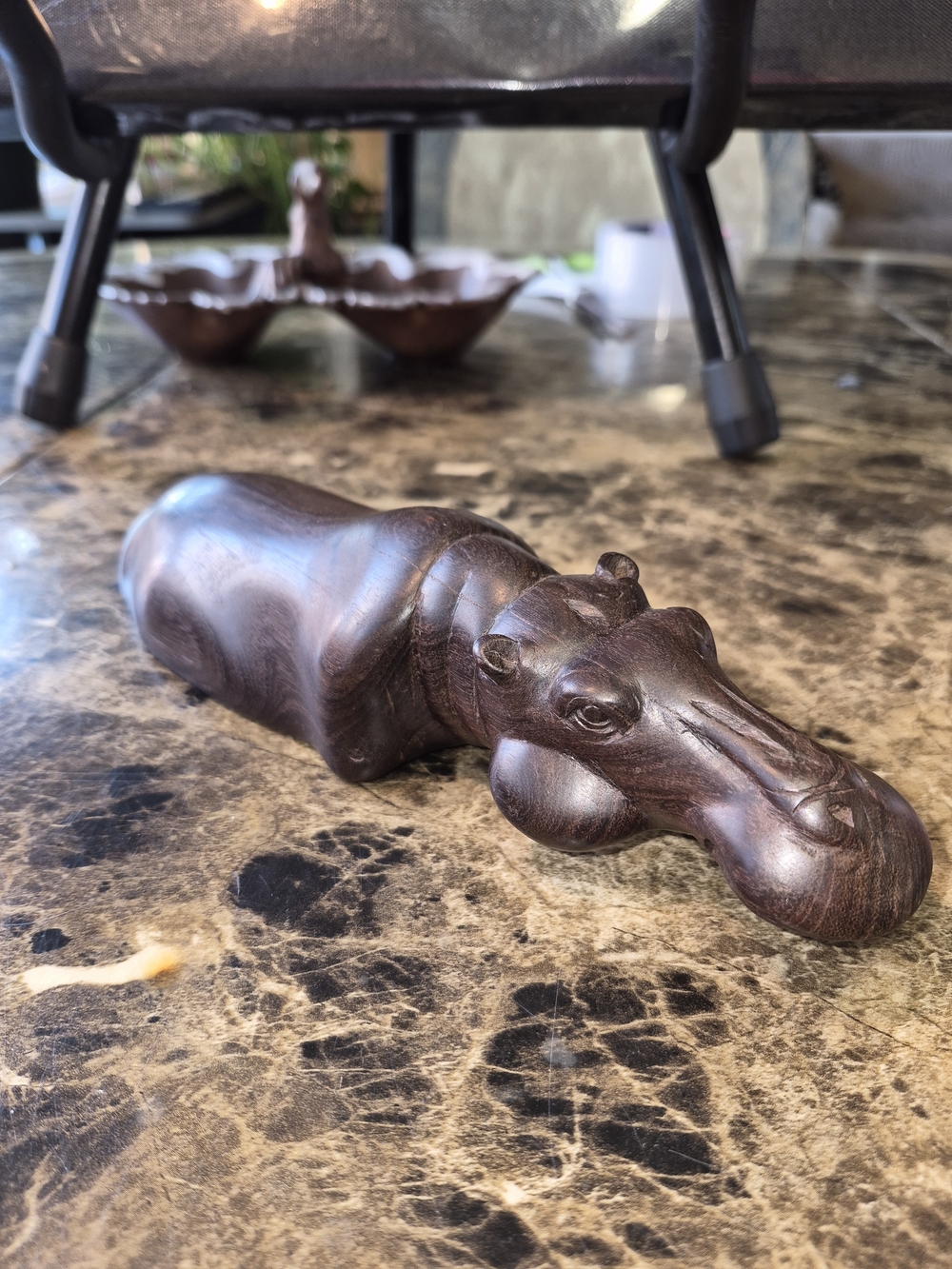 Vintage Carved Wooden  8in House Hippo Basking in Water Figurines – 

This vinta